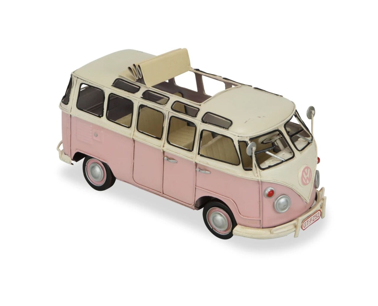 Contemporary Home Living 10.5" Pink Volkswagen Samba Handmade Collectable Bus